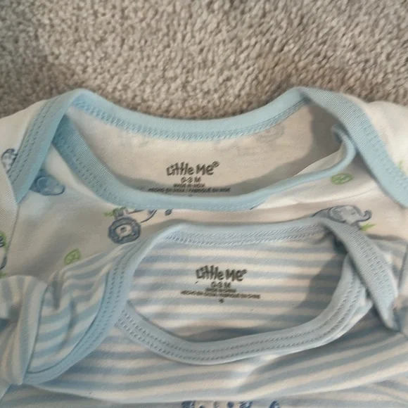 LittleMe 2pc Nightgown Lion Zoo Animal Print Strips Size 0-3mon - Picture 5 of 5